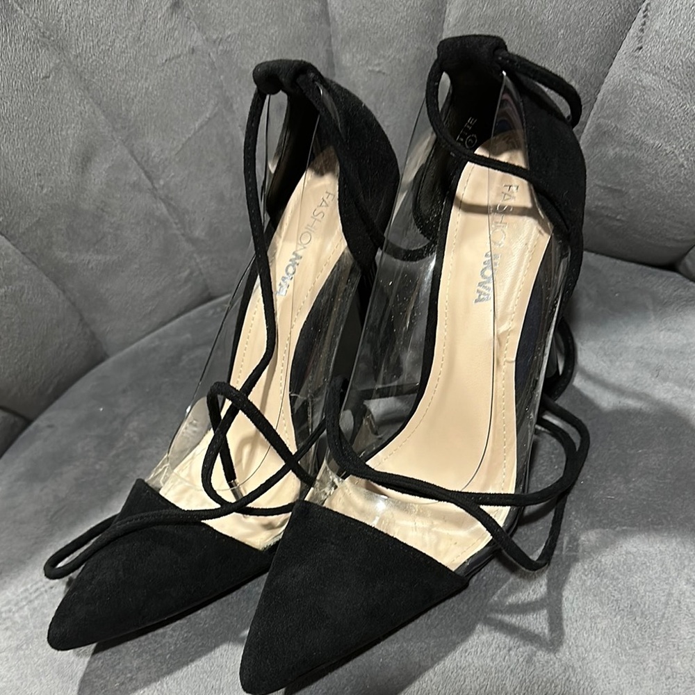 Fashion Nova Black Lace-Up Heels